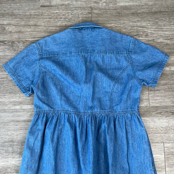 Vintage L.L. Bean Women's Blue Jean Denim Button Down Midi Dress (Sz M) - Picture 10 of 10